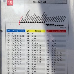 Aushangfahrplan Haltestelle Allee Post Ost (Juni 2014, FL)