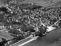 Luftbild mit Wagenhalle (Aug. 1933, StadtA HN)
