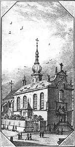 Die katholische Stadtpfarrkirche St. Peter und Paul (um 1835, StadtA HN)