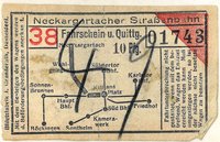 Fahrschein für die Straßenbahn (nach 1928, StadtA HN)